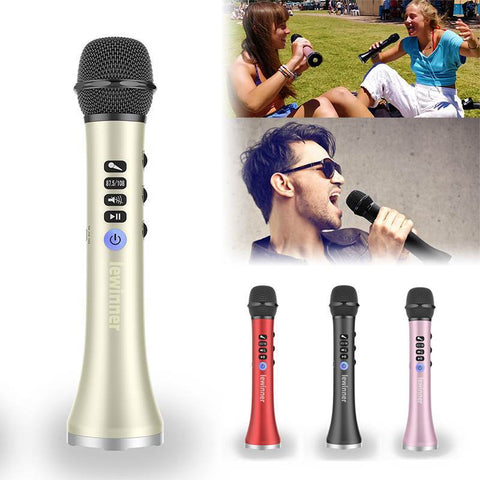 Image of bluetooth karaoke microphone gold
