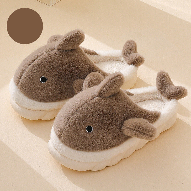 brown shark slippers