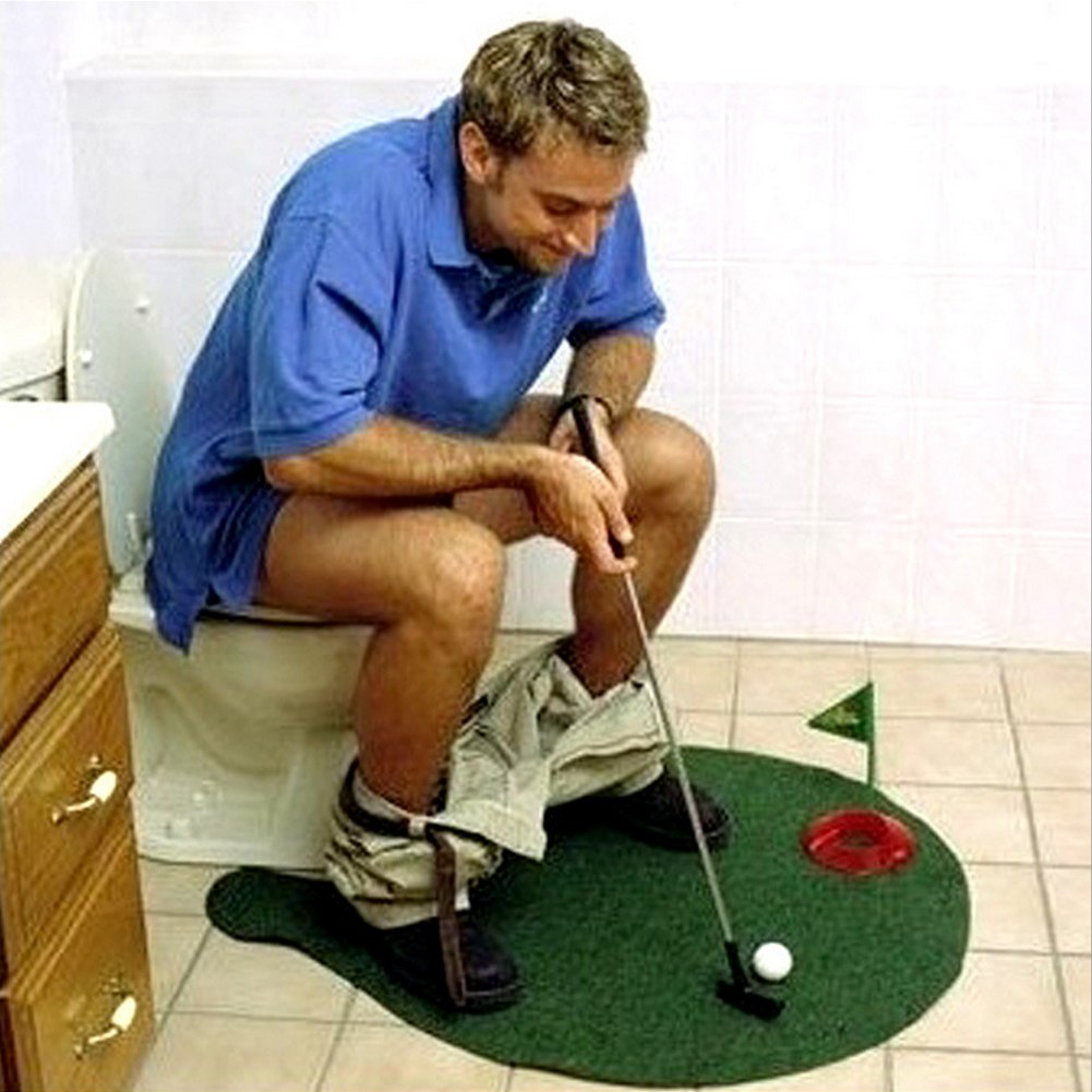 1set Mini Golf Set For Toilet (Note: Flag Base Color Will Be Sent Randomly)