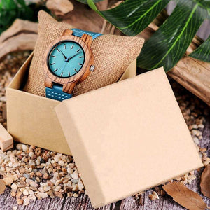 Turquoise Blue Wooden Watch